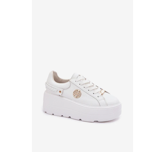 Kožené dámské tenisky na platformě model 22100258 bílé - D&A