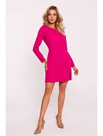 M814 Mini šaty s mašlí na rameni - fuchsiová