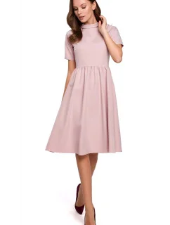 Dámské šaty K028 pudr růžová - Makover