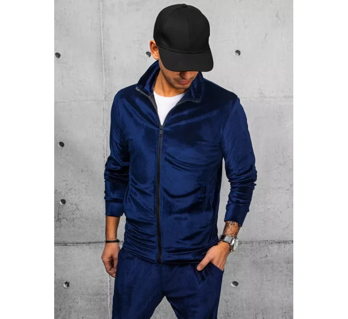 Pánská tmavě modrá velurová mikina FashionStreet BX5537