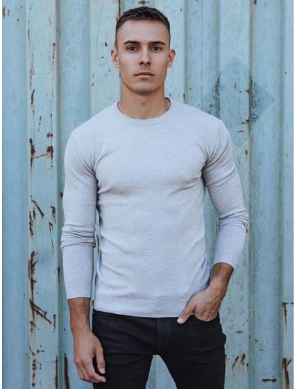 Pánský klasický svetr světle šedý FashionStreet WX2212