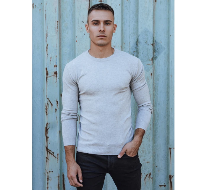 Pánský klasický svetr světle šedý FashionStreet WX2212