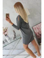 Šaty s potiskem Honey model 18744048 v grafitové barvě - K-Fashion Šaty s potiskem Honey model 18744048 v grafitové barvě - K-Fashion