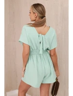Kombinéza s volánky v pase tmavá máta