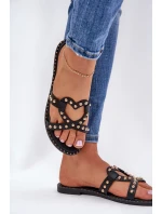 Zdobené Ploché Dámské Sandály Černé Adivrae Zdobené Ploché Dámské Sandály Černé Adivrae
