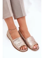 Kožené elegantní baleríny s odhalenými Béžové model 21691222 - Zazoo