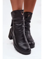 Dámské kotníkové boty na robustním podpatku s dvojitým zipem Vinceza 58605 Černé Dámské kotníkové boty na robustním podpatku s dvojitým zipem Vinceza 58605 Černé