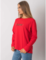 RUE PARIS Dámské červené bavlněné tričko s dlouhým rukávem