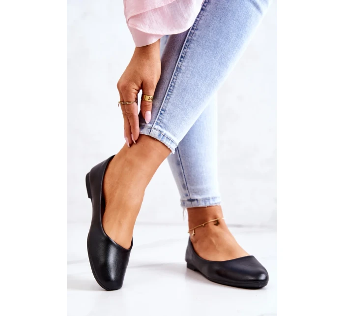 Balerína Kožená klasická černá Stacee