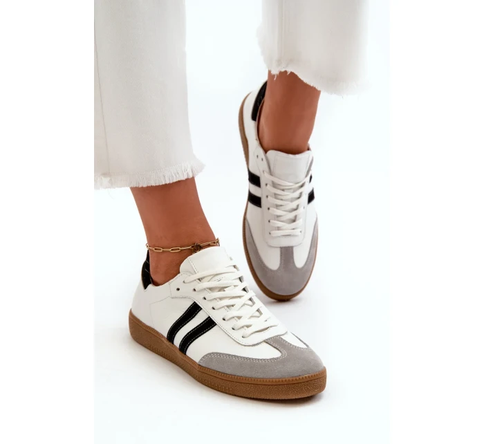 Dámské kožené nízké tenisky Zazoo bílé Dámské kožené nízké tenisky Zazoo bílé