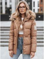 Dámská zimní prošívaná bunda s kapucí FashionStreet camel TY5508
