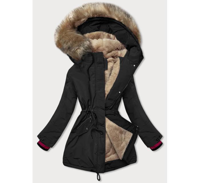 Černá dámská zimní bunda s kapucí (CAN-579)