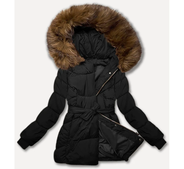 Černobéžová dámská bunda typu pro přechodné období model 21248456 - J.STYLE Černobéžová dámská bunda typu pro přechodné období model 21248456 - J.STYLE