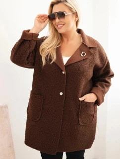 Dámský kabát Plus Size s vlnou a kapsami model 21393330 - K-Fashion