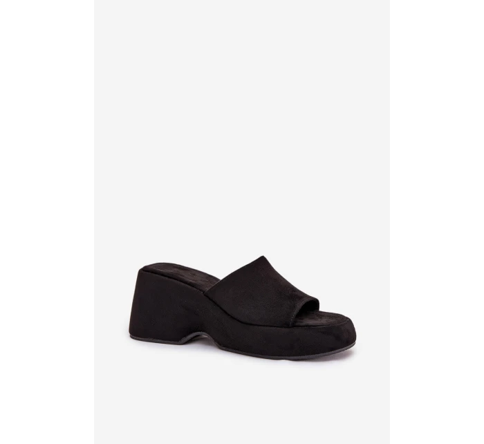 Eko Semišové Pantofle Dámské Na Platformě A Klínu Černé Afisal Eko Semišové Pantofle Dámské Na Platformě A Klínu Černé Afisal