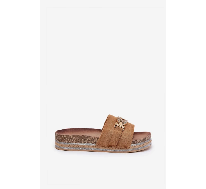 Dámské Pantofle Se Zlatým Detailem Na Platformě S Třpytkami Camel Eanes Dámské Pantofle Se Zlatým Detailem Na Platformě S Třpytkami Camel Eanes