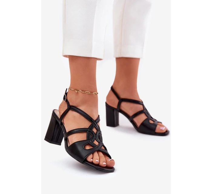 Dámské Sandály Na Podpatku model 21694668 Černé - SERGIO LEONE