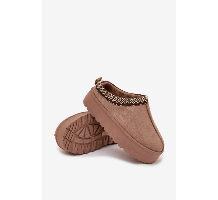 Dětské zimní boty pro mládež s výšivkou na platformě Khaki model 21718393 - Boto