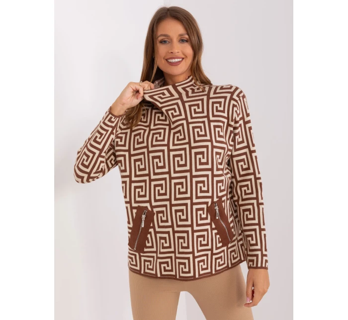 Sweter AT SW model 18955182 brązowy - FPrice Sweter AT SW model 18955182 brązowy - FPrice