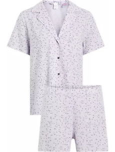 Dámské pyžamo WOVEN SHORT SET 000QS6967E LNU sv. fialové - Calvin Klein