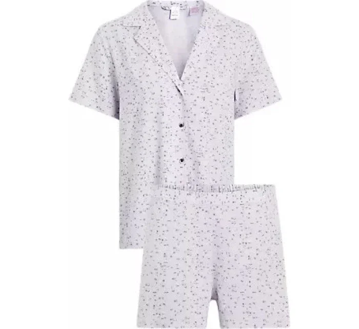 Dámské pyžamo WOVEN SHORT SET 000QS6967E LNU sv. fialové - Calvin Klein