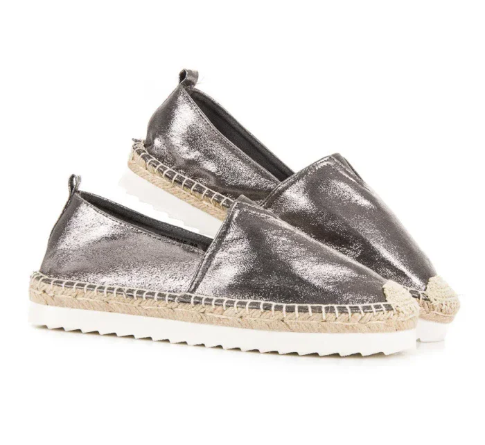 Nazouvací šedé lesklé polobotky Nazouvací šedé lesklé polobotky