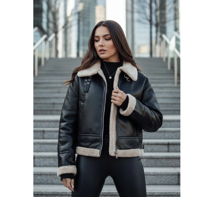 Dámská kožená bunda s ovčí kůží black Dstreet model 21995373 - FashionStreet