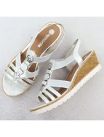 Dámské stříbrné sandály na podpatku s pásky model 21904798 - Remonte