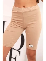 Dámský bavlněný komplet s krátkým rukávem a šortkami velbloud Dámský bavlněný komplet s krátkým rukávem a šortkami velbloud