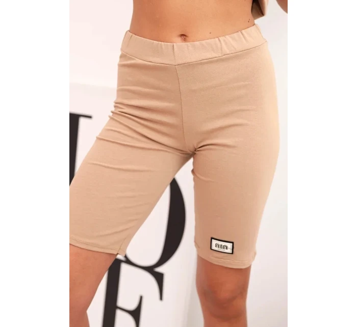 Dámský bavlněný komplet s krátkým rukávem a šortkami velbloud Dámský bavlněný komplet s krátkým rukávem a šortkami velbloud