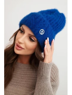 Dámská zimní čepice z huňaté příze a s knoflíkem model 21441810 - K-Fashion