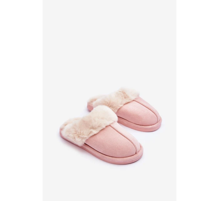 Dámské Pantofle s Kožešinou Růžové model 21563560 - Boto Dámské Pantofle s Kožešinou Růžové model 21563560 - Boto