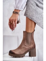 Dámské semišové boty na platformě Béžove model 21598697 - Boto