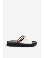 Kožené dámské žabky model 21646214 stříbrné - Zazoo Kožené dámské žabky model 21646214 stříbrné - Zazoo