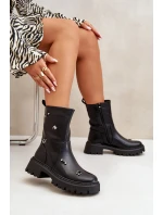 Dámské boty z eko kůže na zip s ozdobnými detaily černé model 21670385 - Boto