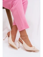 Dámské Sandály na Podpatku S Dekorativním Detalem Světle Béžové model 21937390 - Boto Dámské Sandály na Podpatku S Dekorativním Detalem Světle Béžové model 21937390 - Boto