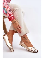 Pohodlné kožené dámské baleríny zlate Luka