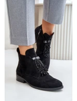 Zateplené Nízké Kotníkové Boty s Ozdobou na Zip S.Barski Černé Zateplené Nízké Kotníkové Boty s Ozdobou na Zip S.Barski Černé