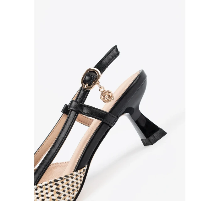 Jedinečné  lodičky dámské černé na širokém podpatku