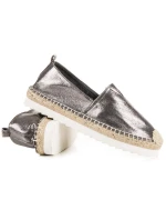 Nazouvací šedé lesklé polobotky Nazouvací šedé lesklé polobotky