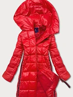 Červená dámská bunda s ozdobnými lampasy (AG1-J9002)