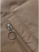 Béžovo-khaki oboustranná krátká bunda s kapucí (B8181-101011)