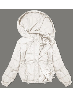 Prošívaná bunda v ecru barvě s odepínací kapucí Miss TiTi (2482)
