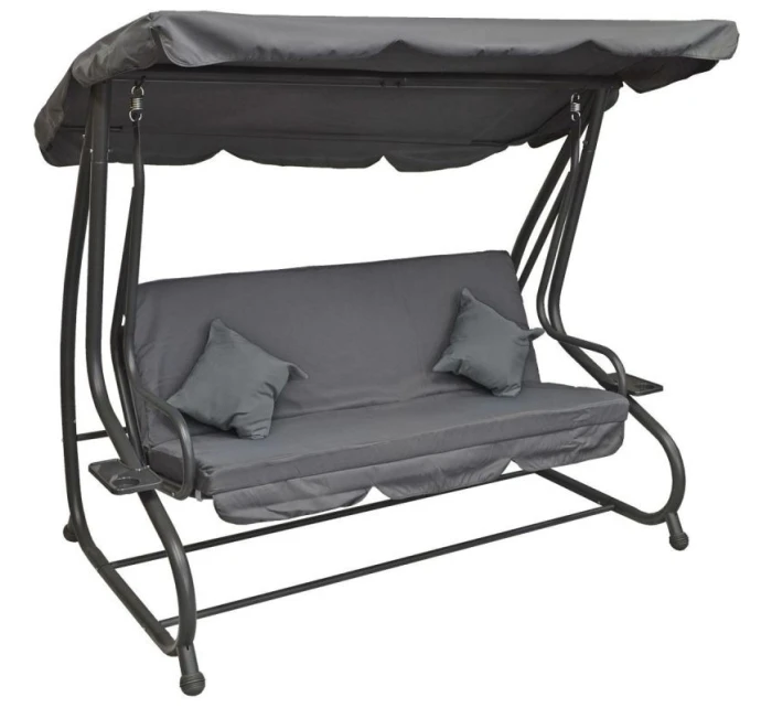 ZAHRADNÍ A BALKONOVÁ HOUPAČKA KASIA 3 OSOBY ŠEDÁ