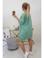 Šaty s potiskem a model 21755714 spodní částí tmavě mátové barvy - K-Fashion