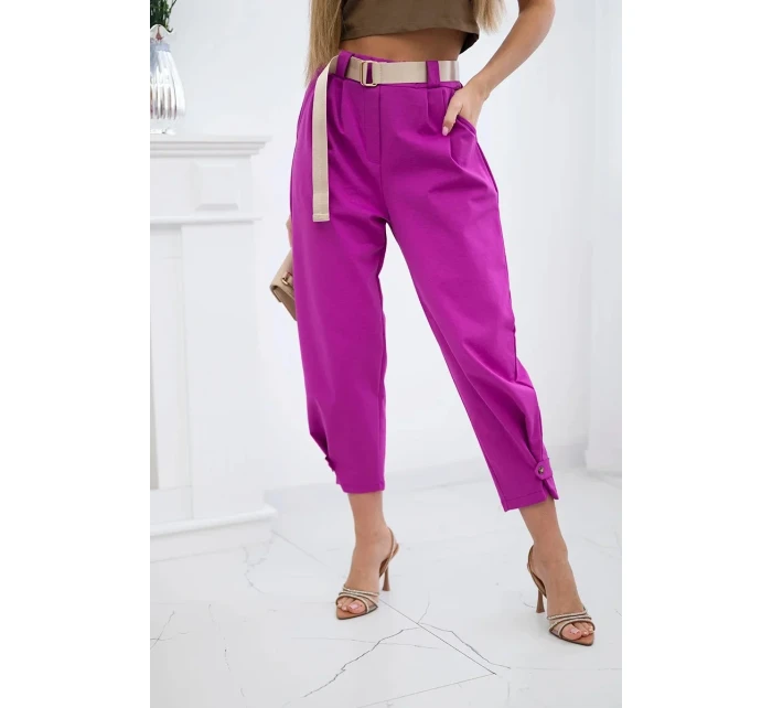 Kalhoty Summer Punto se zapínáním na nohavice tmavě fialová