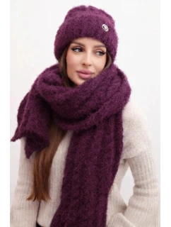 Dámský komplet čepice a šály s ozdobou pruhovaný model 21859291 - K-Fashion