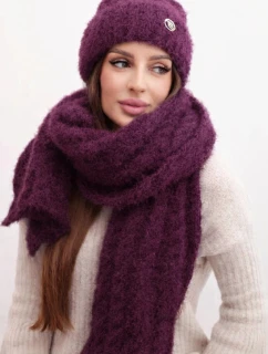 Dámský komplet čepice a šály s ozdobou pruhovaný model 21859291 - K-Fashion