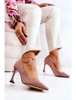 Módní kožené boty na jehlách růžové model 21581493 - S.Barski