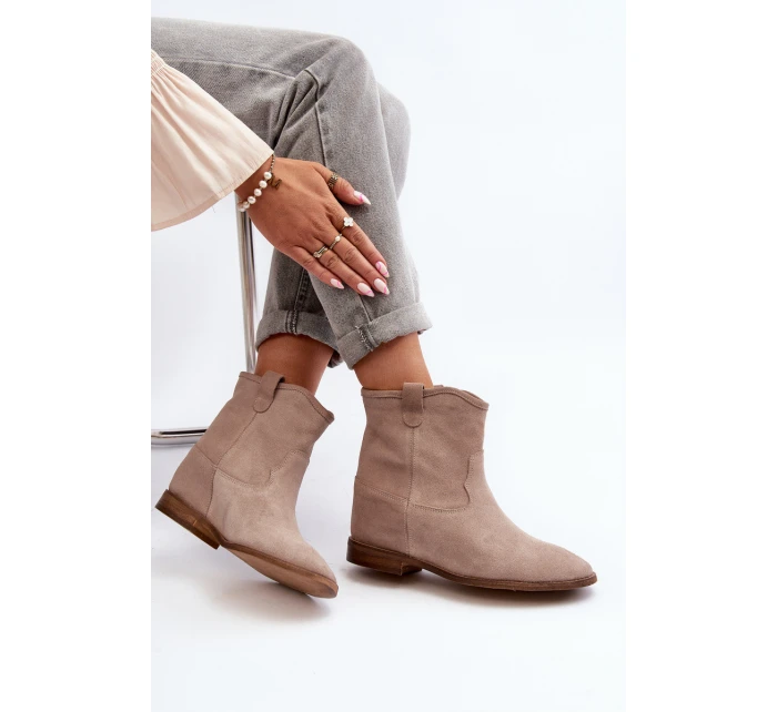 Zazoo 2326 Sametové Dámské Nazouváky na Ploché Podrážce Béžové